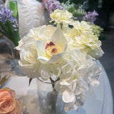FN20059  MIXED HYDRANGEA/ROSE BQT (NAT) 12"
