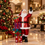 XR13385 RESIN METALLIC SANTA/PRESENTS 5'