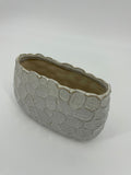 CB4023 CERAMIC LOW OVAL POT   D8.5x3.75x5.5"H