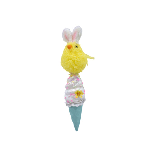 ER13039 BUNNY CHICK ON ICECREAM ORN,11in-24