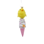 ER13039 BUNNY CHICK ON ICECREAM ORN,11in-24