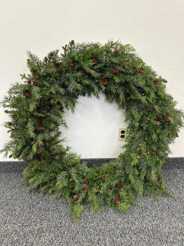 GW3271  MIXED PINE/PINECONE WREATH,20in