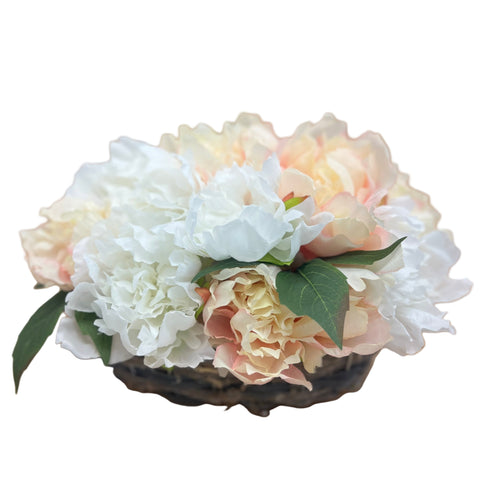 PA20011 PEONY IN BASKET 9"