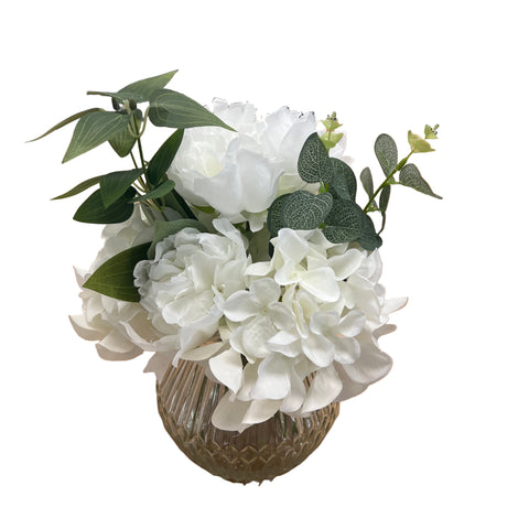 PA20002 MIXED PEONY/HYDRANGEA IN GLS 12"