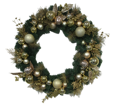 XM14055 MIXED PINE/ORNAMENT WREATH 36"