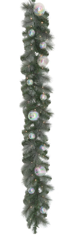 XM14231 BLUE CAROLINA PINE GARLAND w/ORNx80T,50LED,D10"x6'