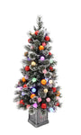 XM30099 POTTED SNOWY XMAS TREE w/ORNx144T,50 LED,4'