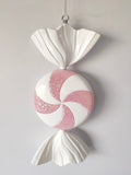 XO1125 GLITTERED SWIRL CANDY ORN,19.5"