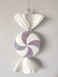 XO1125 GLITTERED SWIRL CANDY ORN,19.5"