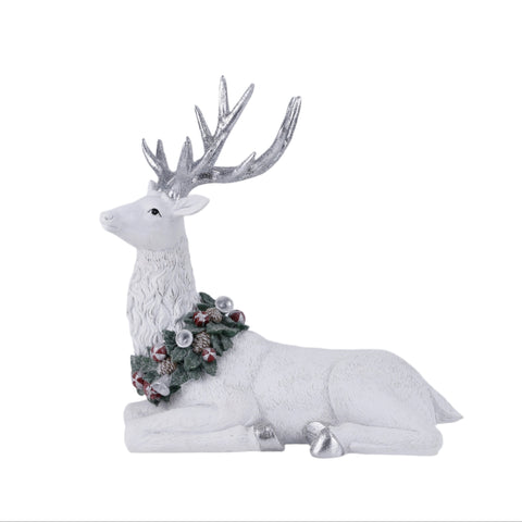 XR13222 RESIN REINDEER/XMAS WREATH 14"