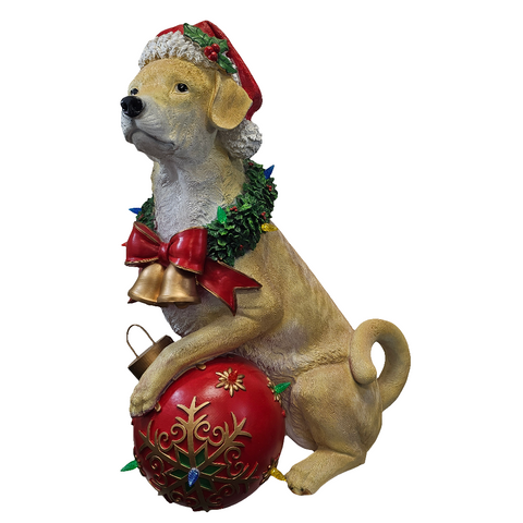 XR13102 RESIN DOG w/LED ORN,30"