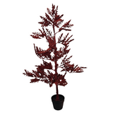 XM30050-PINE-TREE-W-BURLAP-5 POTTED GLITTERED PINE TREE, 4'