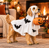 HR10001 GOLDEN RETRIEVER GHOST w/PUMPKIN BKT,31"