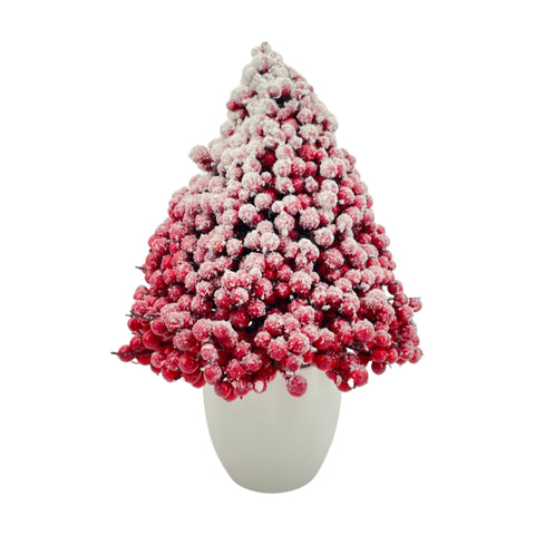 XM12365 POTTED BERRY TREE w/SNOW,16in-8P