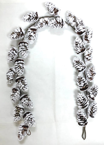 XM13681 FLOCKED PINECONE GARLAND,5'-2/12P